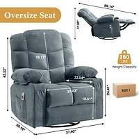 Boyel Living Recliner Chair Rocking Chairs for Adults with a Manual Massage and Heat