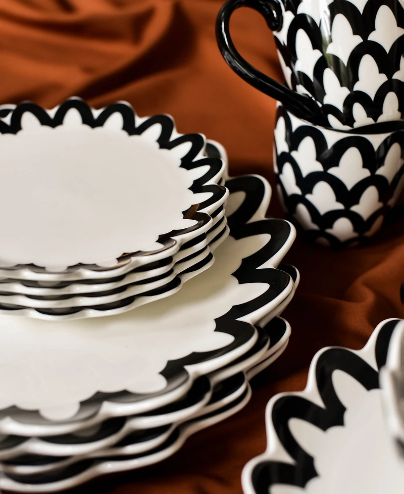 Coton Colors Arabesque Trim Scallop Edge Platters 4-Pc. Set, Service For 4