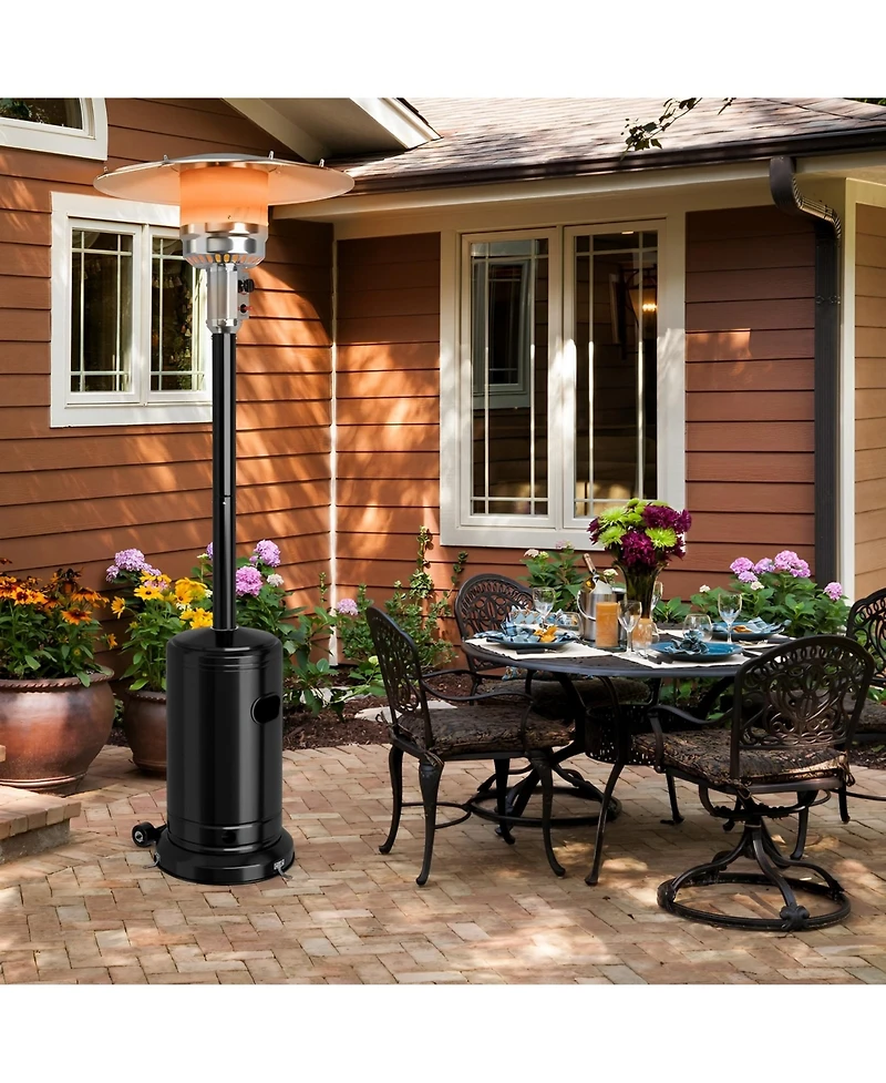 Skonyon 50000 Btu Stainless Steel Propane Patio Heater with Trip over Protection-Black