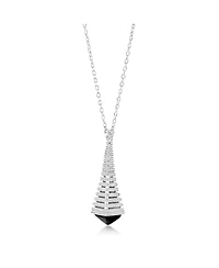 Suzy Levian Sterling Silver Cubic Zirconia Enamel Eiffel Tower Pendant