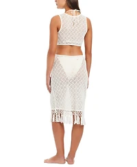 Red Carter Women's Crochet Fringe Dress Swim Cover-Up