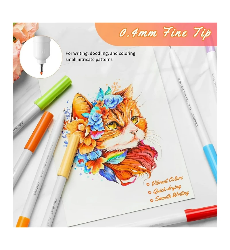 40ct Extra Fine/Brush Water Based Dual Tip Journaling Pens Y30-80601-06