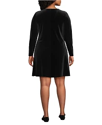 Lands' End Plus Knit Velvet Square Neck Dress