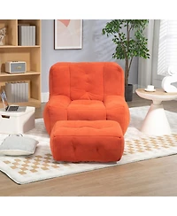 Fluffy Bean Bag Chair with Ottoman, Super Soft Lazy Sofa for Living Room-The Pop Home