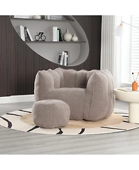 Soft Bean Bag Chair with Footstool, Comfortable Sofa for Gaming, Reading, and Tv-The Pop Home
