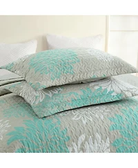 MarCielo 3 Piece Chrysanthemum Pattern Quilt Set Lightweight Bedspread Set King