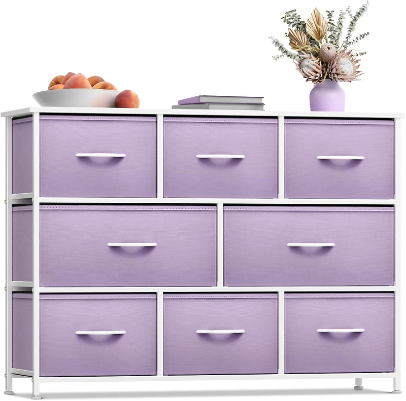 Sorbus 8 Drawers Wide Dresser - Organizer Unit with Steel Frame Wood Top and