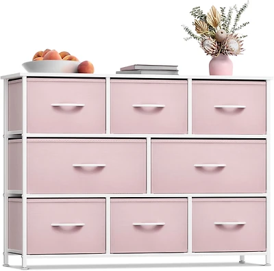Sorbus 8 Drawers Wide Dresser - Organizer Unit with Steel Frame Wood Top and handle