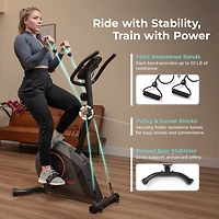 Sunny Health & Fitness Smart 16-Level Magnetic Resistance Upright Bike, with Workout Bands & Free SunnyFit App via Bluetooth