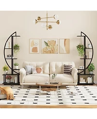 gaomon 6 Tier Indoor Tall Plant Stand Metal Plant Stand with Detachable Wheels Half Moon Shape Plant Stands