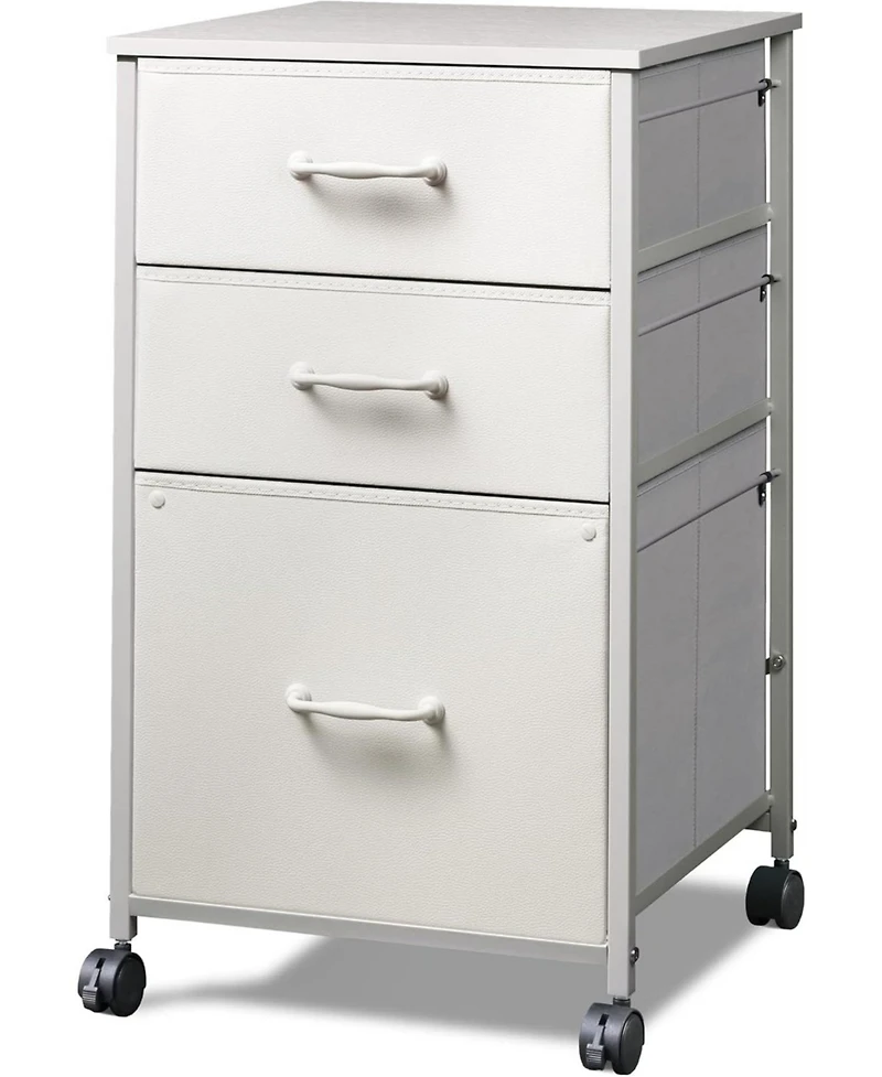 Mobile File Cabinet, Rolling Printer Stand with 3 Drawers, Fabric Vertical Filing Cabinet fits A4 or Letter Size for Home Office