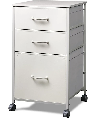 Mobile File Cabinet, Rolling Printer Stand with 3 Drawers, Fabric Vertical Filing Cabinet fits A4 or Letter Size for Home Office