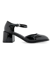 Aerosoles Women's Alma Block Heel Pumps - Black Patent Smooth Faux Leather