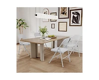 Dining Chairs Set of 4, Foldable with Metal Frame Hold Up to 350 Pounds, Portable Beige Kitchen Chair Suitable for Room, Living R