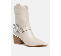 Woodstock Diamante Embellished Pin Buckle Boots