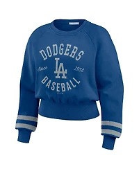 Wear by Erin Andrews Women's Royal Los Angeles Dodgers Vintage Washed Cropped Pullover Sweatshirt
