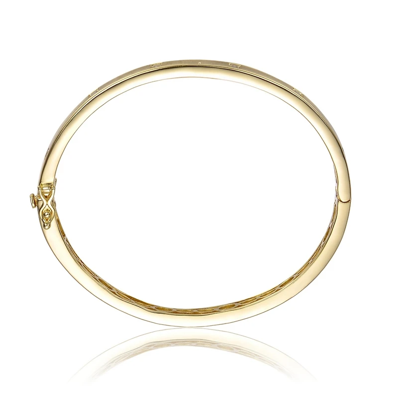 14K Gold Plated Bezel Set Cubic Zirconia Bangle Bracelet