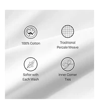 Adeline 100% Cotton Percale Embroidered Duvet Cover Set, King/California King