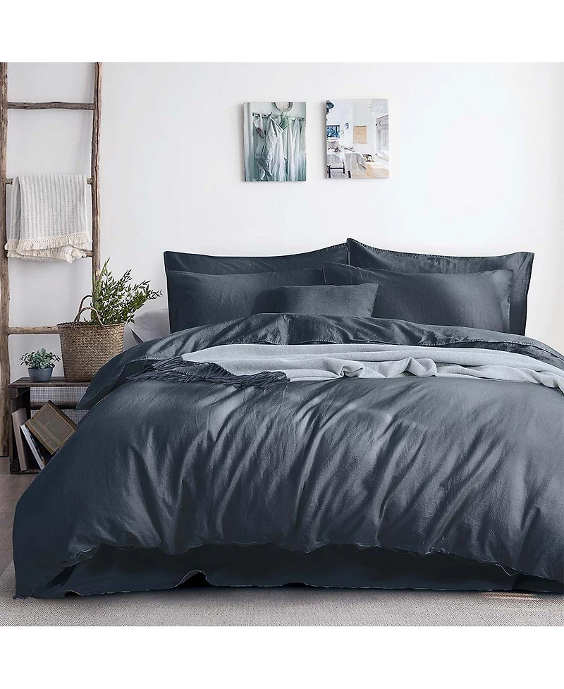 Pre-washed Linen Duvet Cover Set, Full/Queen