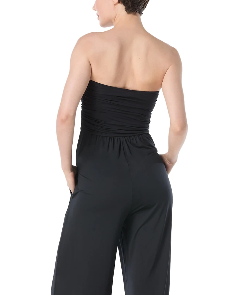 Carmen Marc Valvo Women's Ruched Jumpsuit Swim Cover-Up