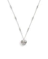 Coach Cubic Zirconia Signature Quilted Heart Pendant Necklace