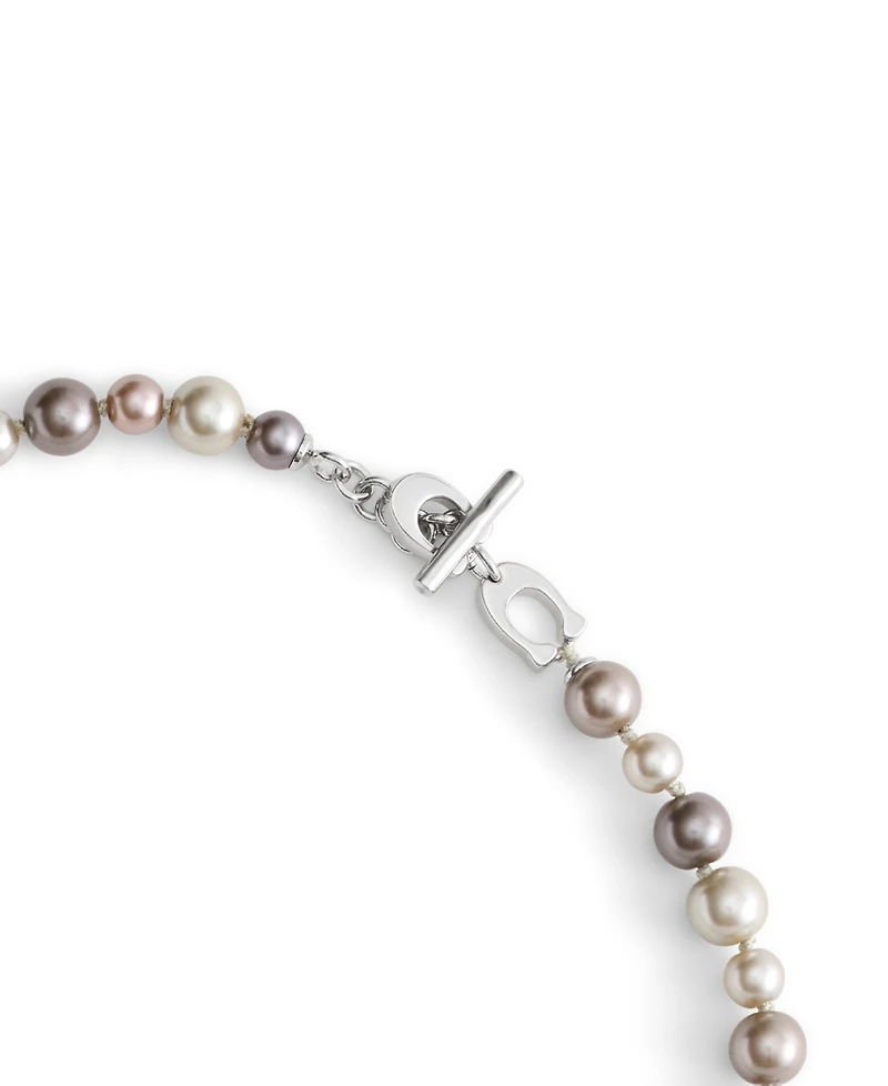 Coach Faux Stone Signature Mixed Cultivated Pearl Collar Necklace