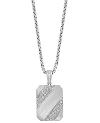 Effy Men's White Zircon (3/8 ct. t.w.) Tag 22" Pendant Necklace in Sterling Silver