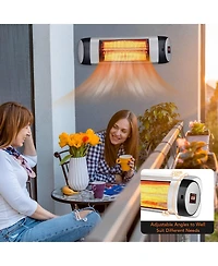 Sugift 1500W Wall-Mounted Electric Heater Patio Infrared Heater with Remote Control