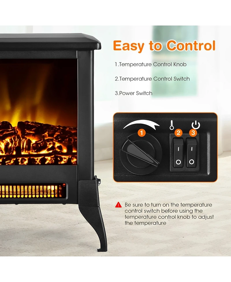 Sugift Compact Portable Space Heater with Realistic Flame Effect