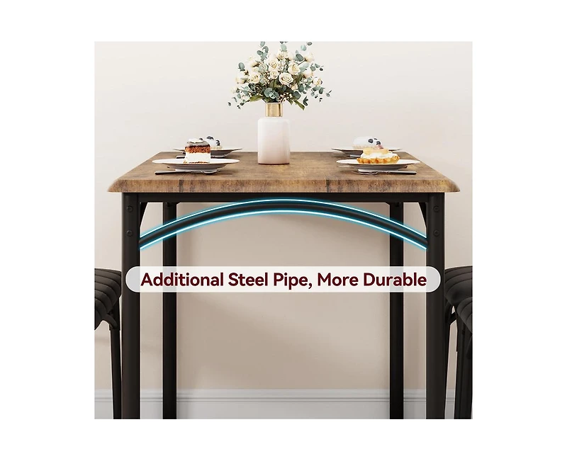 gaomon Dining Table Set for 4, Kitchen Table with 4 Upholstered Chairs, 5 Piece Rectangular Dining Room Table Set, for Small Space, Apartment, Home