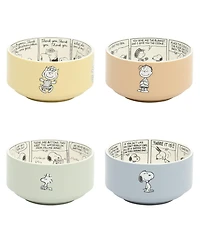 Peanuts Snoopy Bonbon Bites 4 Piece 5.5" Decorated Stoneware Ceramic Stackable Bowl Set