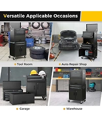 Costway 6-Drawer Rolling Tool Chest 3-in-1 Heavy-Duty Storage Cabinet with Universal Wheels