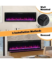 Sugift Electric Fireplace 60 Inches Recessed and Wall Mounted for 2' x 6' Stud