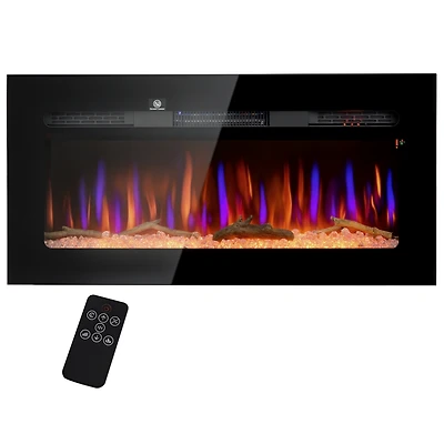 Homcom 40" Recessed or Wall Mounted Electric Fireplace w/ Remote Control