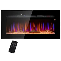 Homcom 40" Recessed or Wall Mounted Electric Fireplace w/ Remote Control