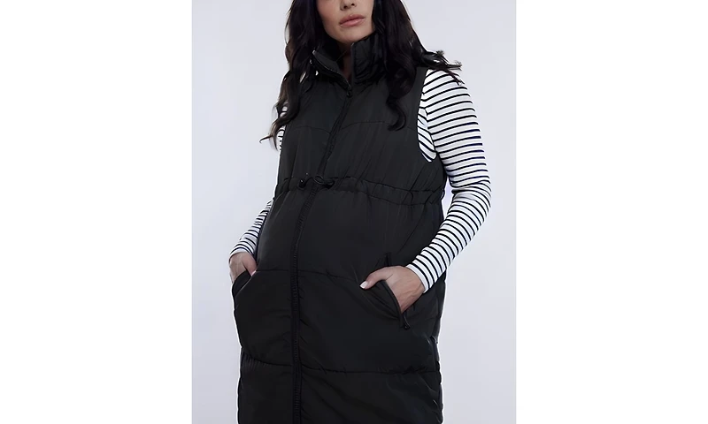 Women's Woven Full-Zip Sleeveless Quilted Puffer Vest - Motherhood Maternity
