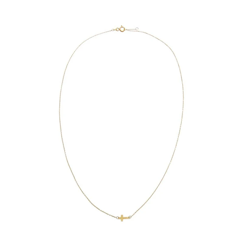 Mini Solid Cross Necklace 14K