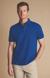 Charles Tyrwhitt Men's Solid Short Sleeve Cotton Pique Polo