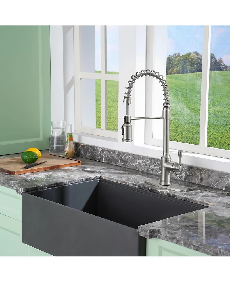 Casainc Single-Handle Spring Pull-Down Kitchen Faucet Single Hole 1.8 Gpm