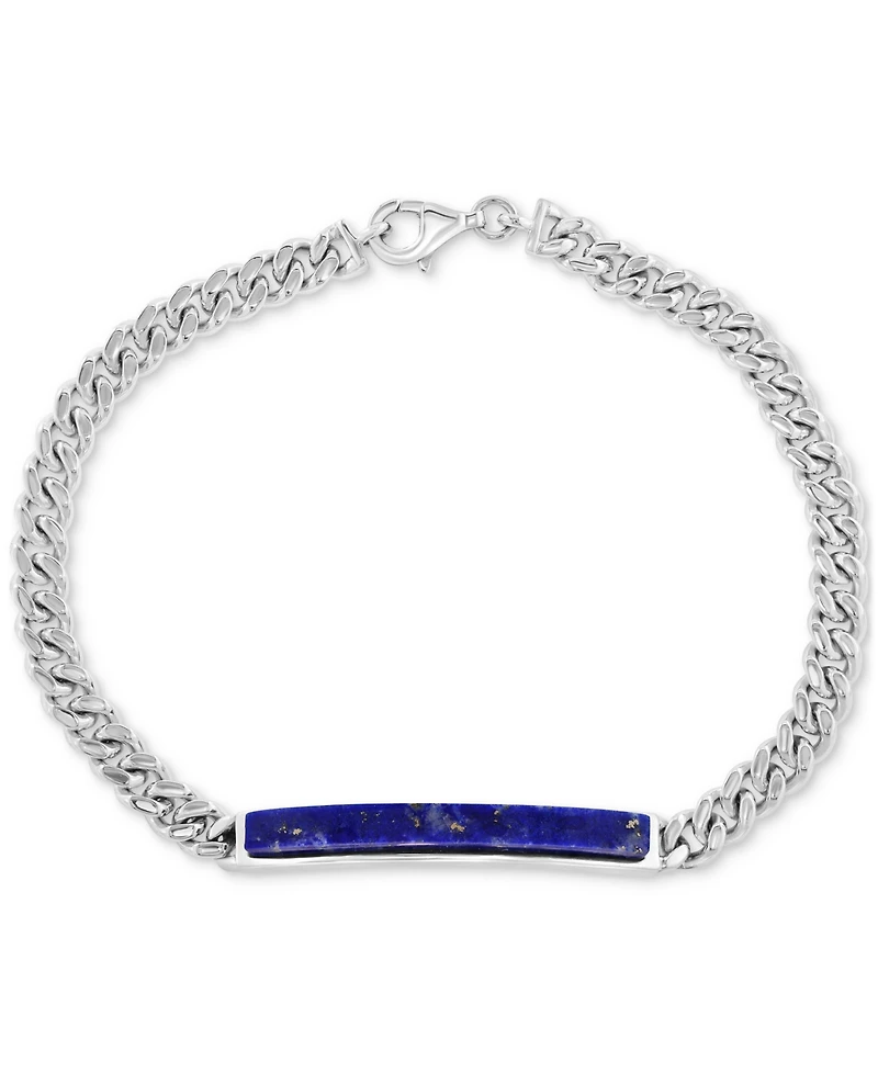 Effy Men's Lapis Lazuli Bar Curb Link Bracelet in Sterling Silver