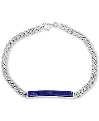Effy Men's Lapis Lazuli Bar Curb Link Bracelet in Sterling Silver