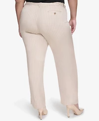 Dkny Plus Size Pinstriped Modern-Fit Bootcut Pants