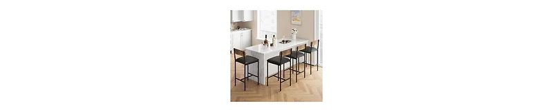 Bar Stools Set of 2, Kitchen Bar Stools with Footrest, 25.5 Inches Upholstered Bar Chairs with Back, 2 Counter Height Barstools for Counter Bar