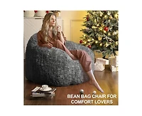 gaomon Bean Bag Chair, Adult Bean Bag Couch with Armrest, Soft Fluffy Faux Fur Beanbag Chair for Reading