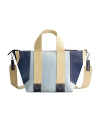 True Religion Licensed Patchwork Denim Tote Bag with Adjustable Strap