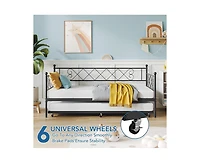 gaomon Twin Metal Daybed with Trundle, Premium Steel Slat Support, Space Saving Trundle Sofa Bed for Living Room