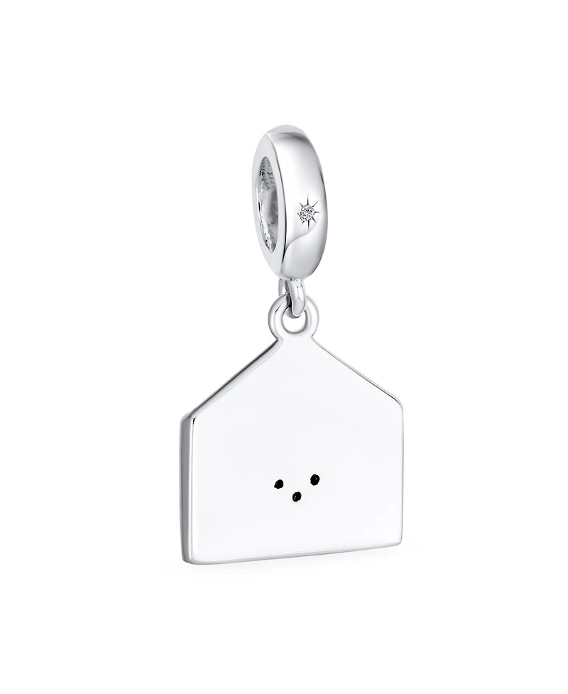 Bling Jewelry Saying Merry Christmas Holly Envelope Dangle Charm .925 Sterling Silver