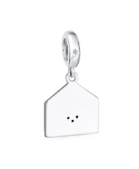 Bling Jewelry Saying Merry Christmas Holly Envelope Dangle Charm .925 Sterling Silver