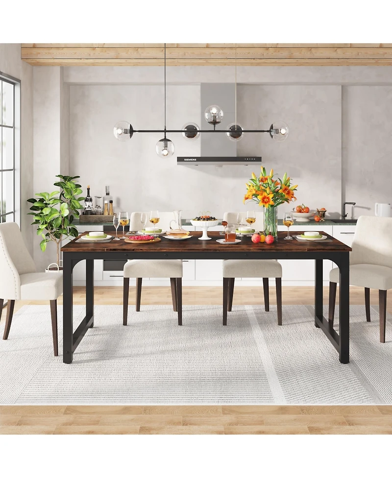 Tribesigns 78.7"x39.4" Dining Table, Industrial Kitchen Table for 8-10 Person, Rectangular Dinner Table for Dining Room Kitchen Living Room, with Heav