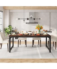Tribesigns 78.7"x39.4" Dining Table, Industrial Kitchen Table for 8-10 Person, Rectangular Dinner Table for Dining Room Kitchen Living Room, with Heav